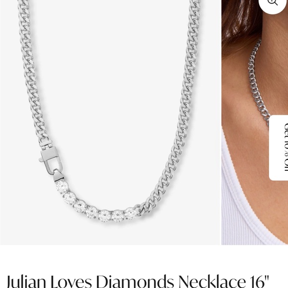 COPY - Silver Chain Necklace with Crystal Accents - Picture 3 of 4